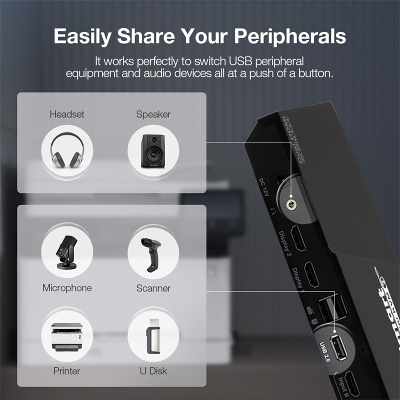 TESmart Kvm Switch with DP HDMI Dual Monitor 4 Ports Hot Key 4x2 4k60hz EDID HDMI KVM Switch