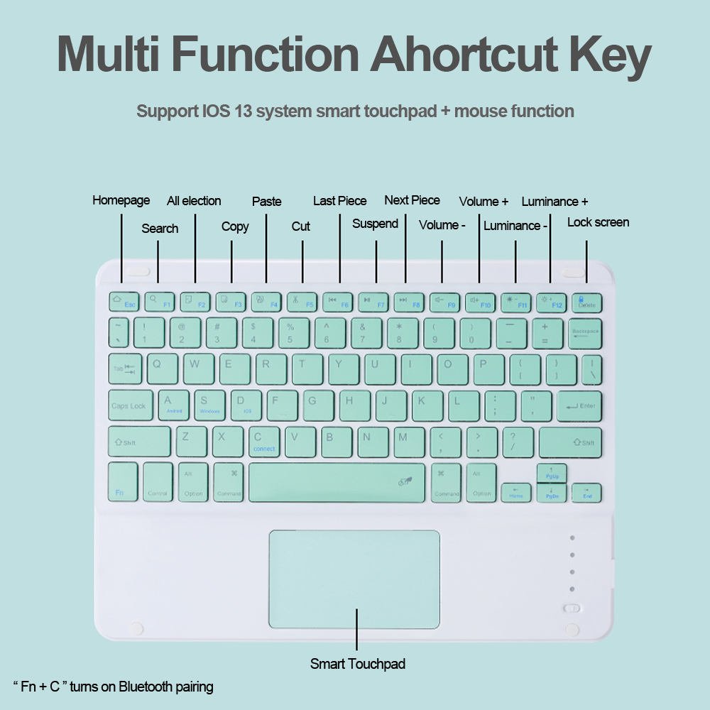 Tablet Case TPU Leather Rechargeable Pen Slot Wireless Bluetooth Touch Keyboard Tablet Cover for iPad Pro 10 2022 10.9