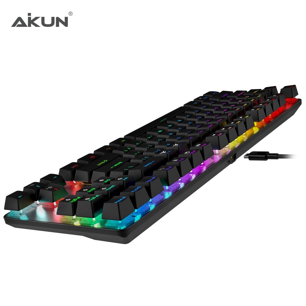 AIKUN GX9870 Wired 7L RGB Backlight Gaming Keyboard Mechanical Switches Multimedia 87 keys Mini Portable Keyboards