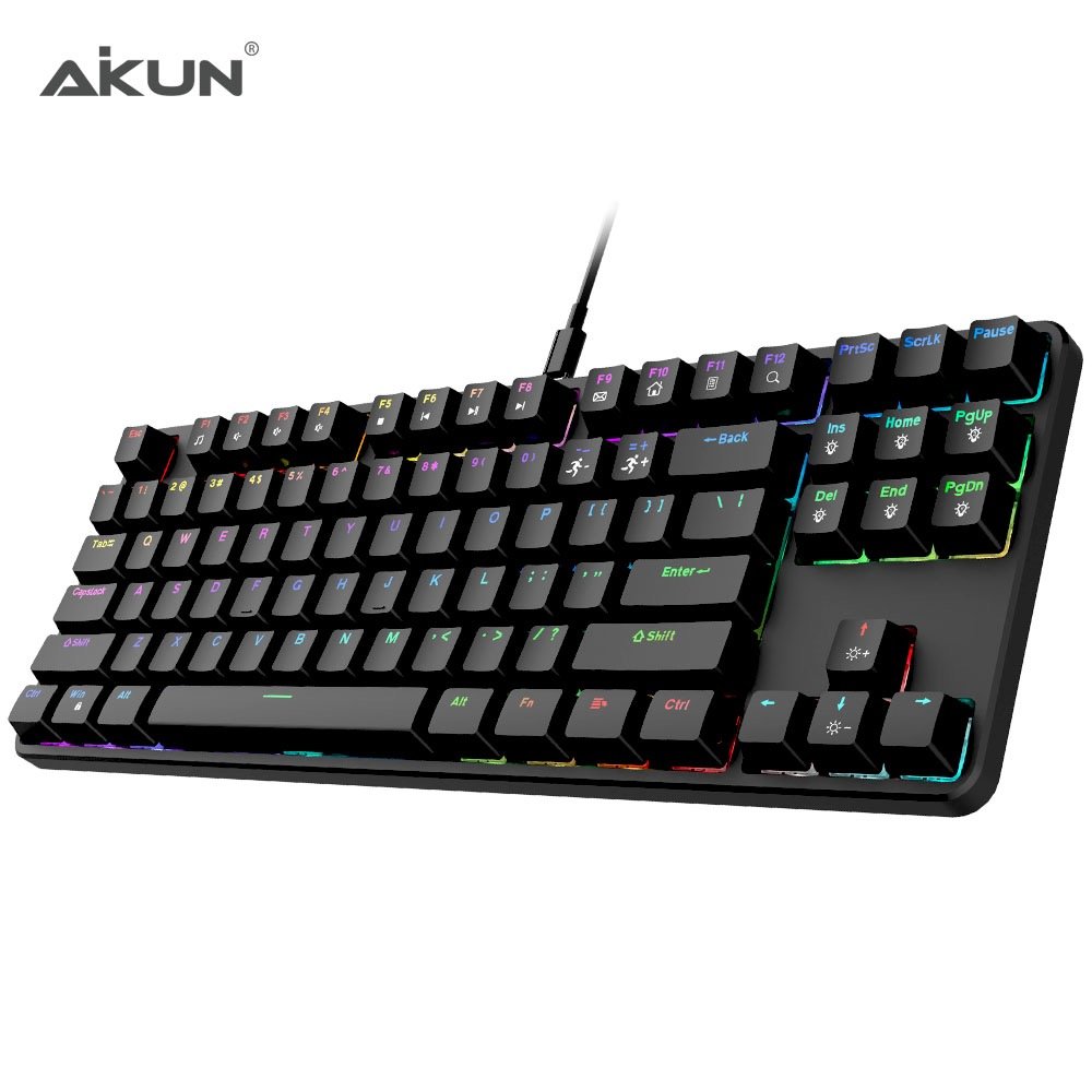 AIKUN GX9870 Wired 7L RGB Backlight Gaming Keyboard Mechanical Switches Multimedia 87 keys Mini Portable Keyboards
