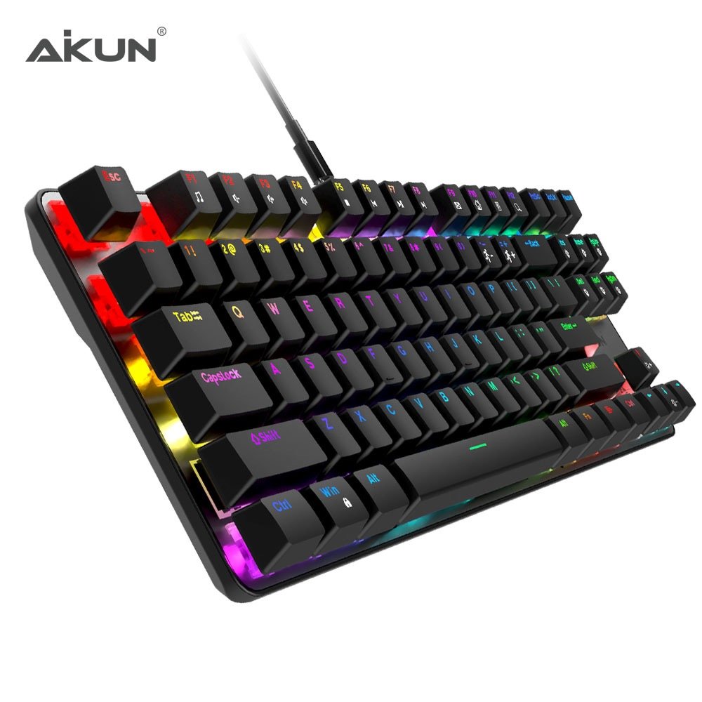 AIKUN GX9870 Wired 7L RGB Backlight Gaming Keyboard Mechanical Switches Multimedia 87 keys Mini Portable Keyboards