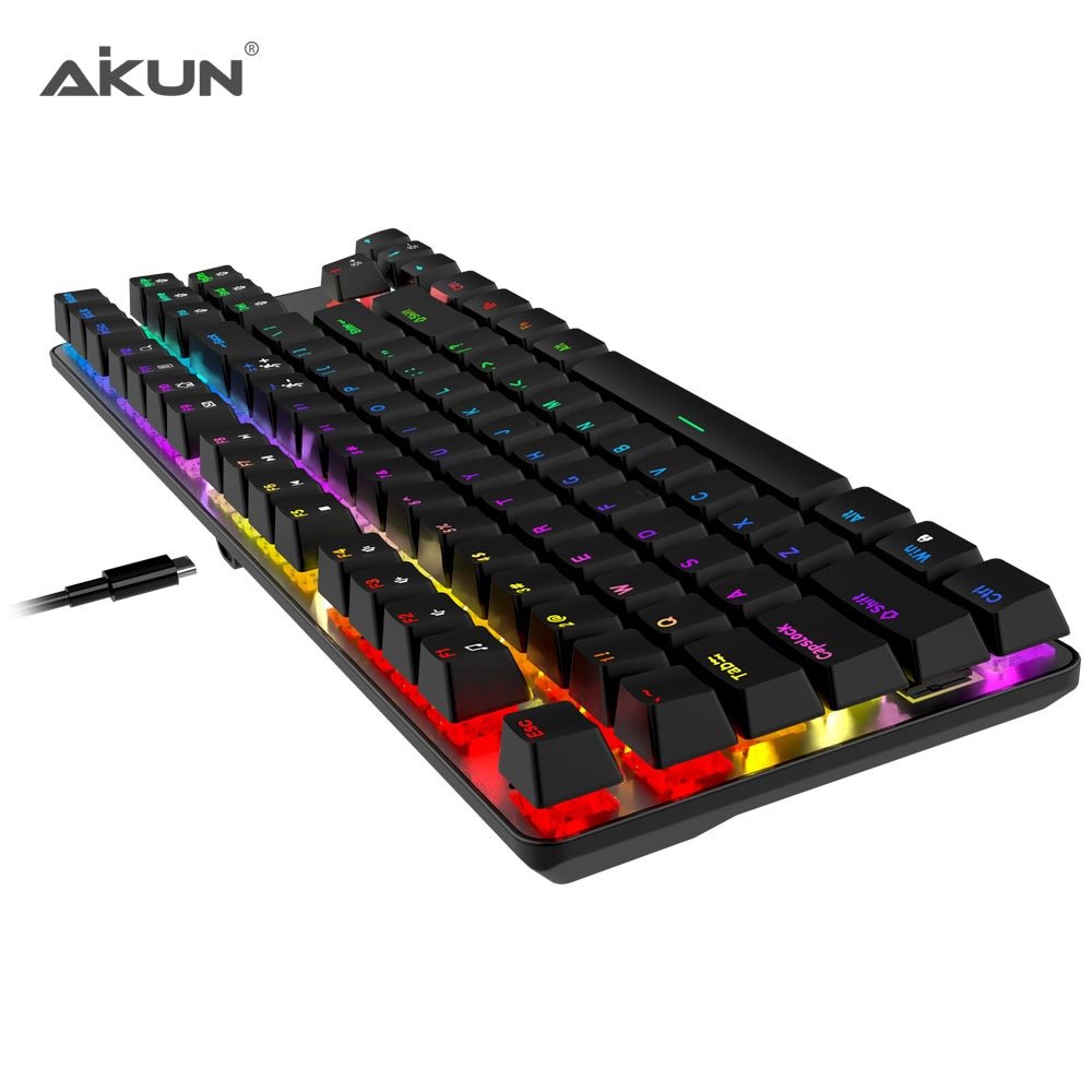 AIKUN GX9870 Wired 7L RGB Backlight Gaming Keyboard Mechanical Switches Multimedia 87 keys Mini Portable Keyboards