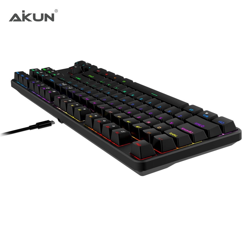 AIKUN GX9870 Wired 7L RGB Backlight Gaming Keyboard Mechanical Switches Multimedia 87 keys Mini Portable Keyboards