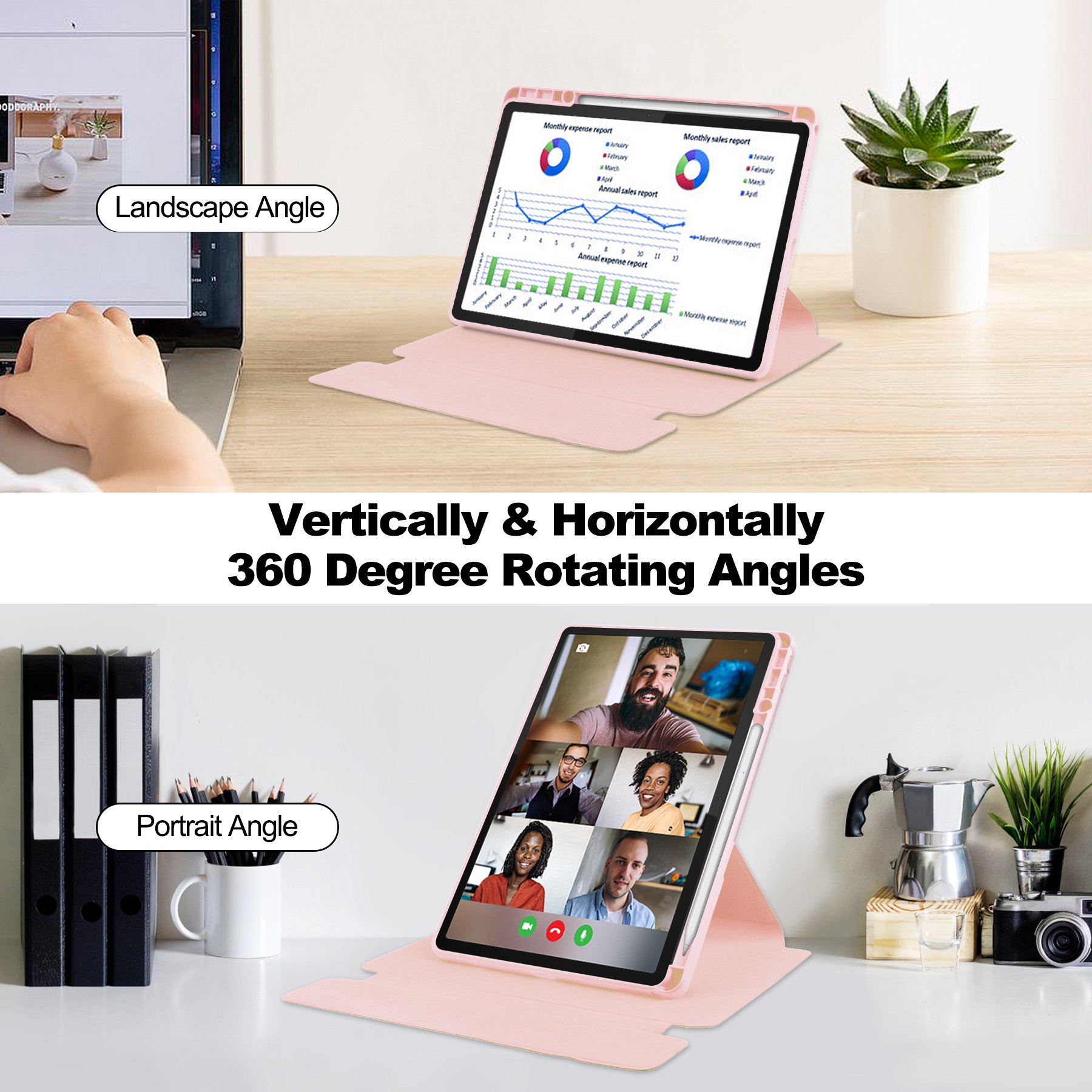 360 Rotating Case for Lenovo Xiaoxin Pad 2024 TB331FC/ Tab M11 TB-330FU 11" Clear Back Shockproof Tablet Cover with Keyboard