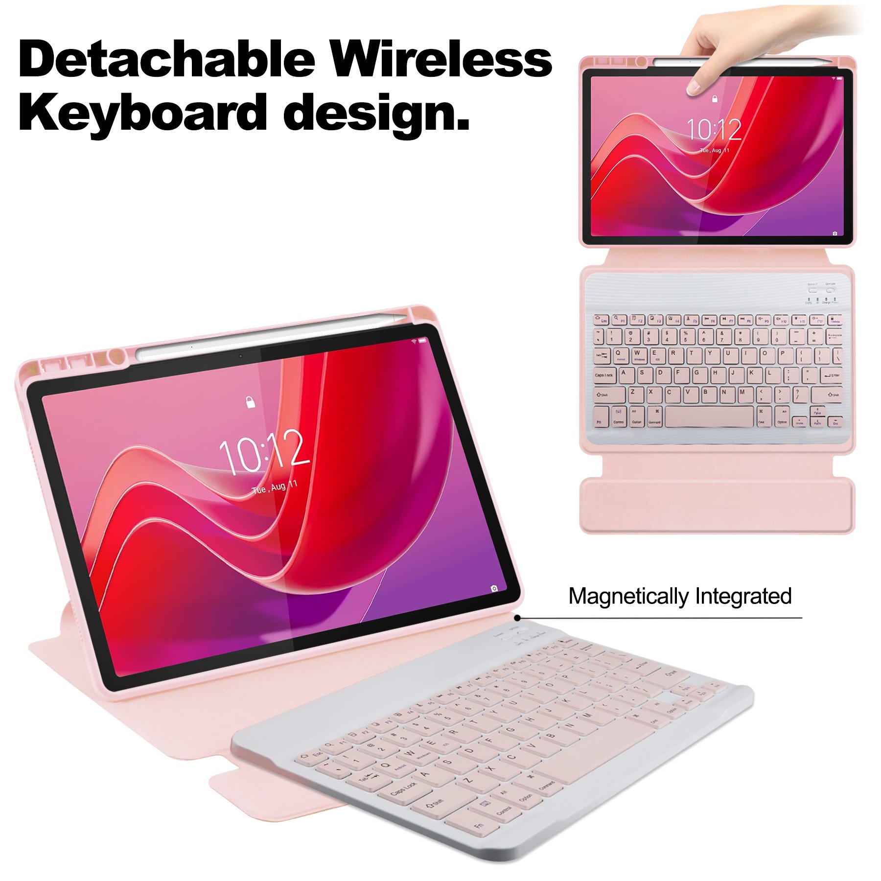 360 Rotating Case for Lenovo Xiaoxin Pad 2024 TB331FC/ Tab M11 TB-330FU 11" Clear Back Shockproof Tablet Cover with Keyboard