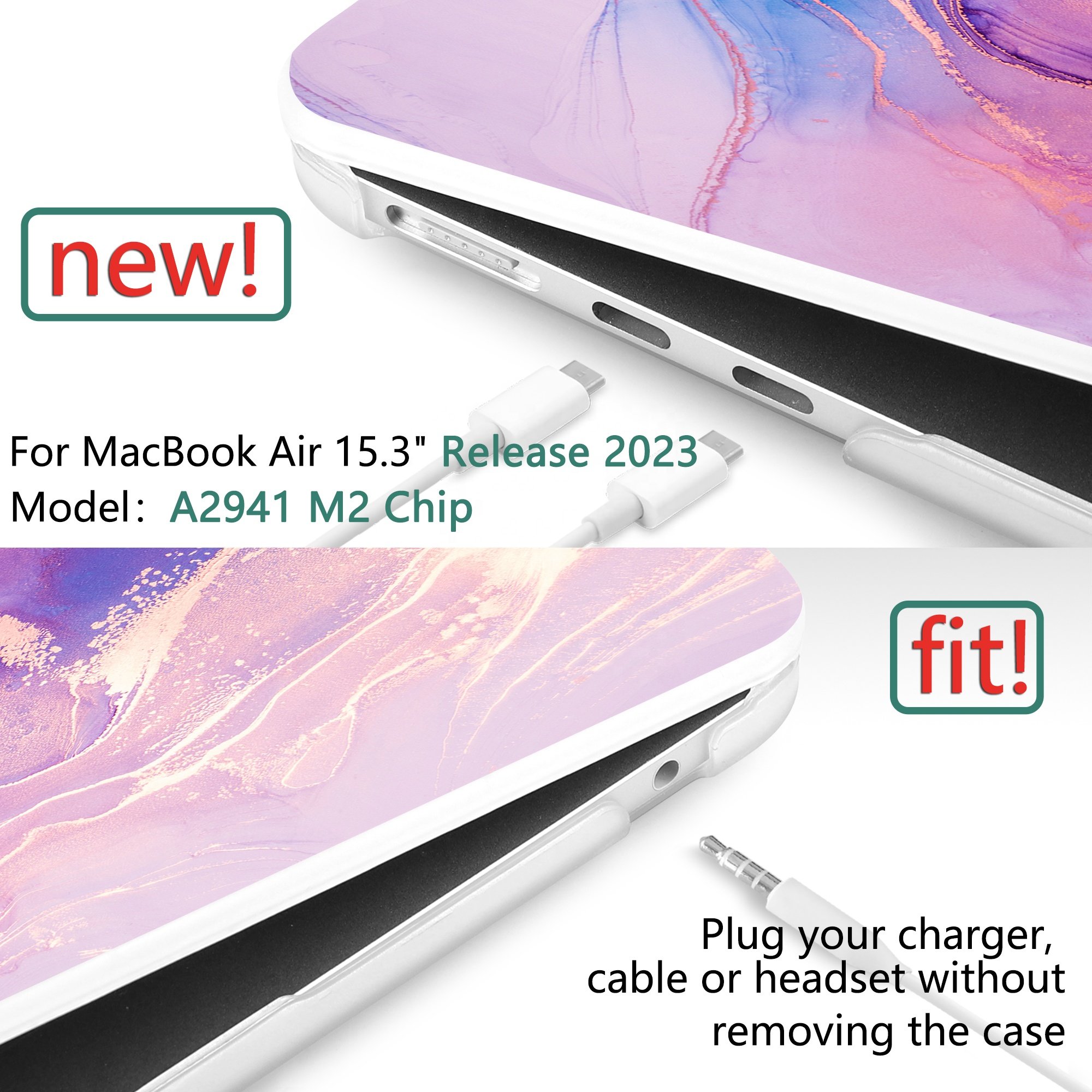 New nice quality clear crystal Air 15 cover for macbook air 15.3 inch A2941 2023 cases with keyboard cover