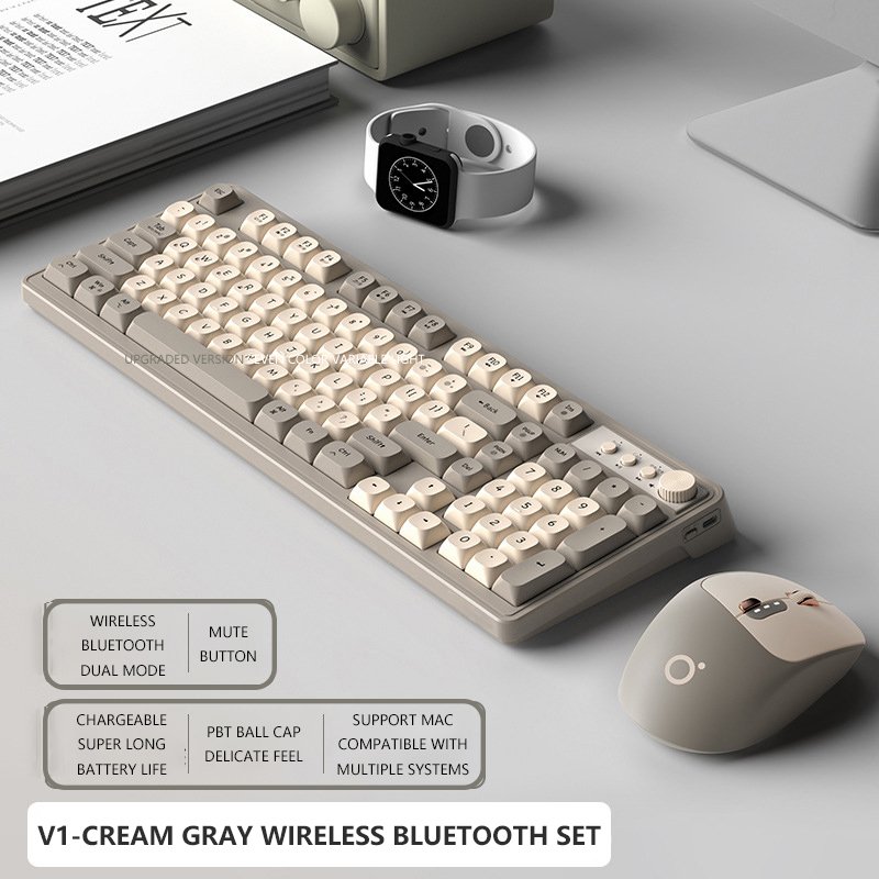 Bluetooth 2.4G Wireless Keyboard And Mouse Mechanical Feel Silent Office Computer High-value Rechargeable Mouse Keyboard Set