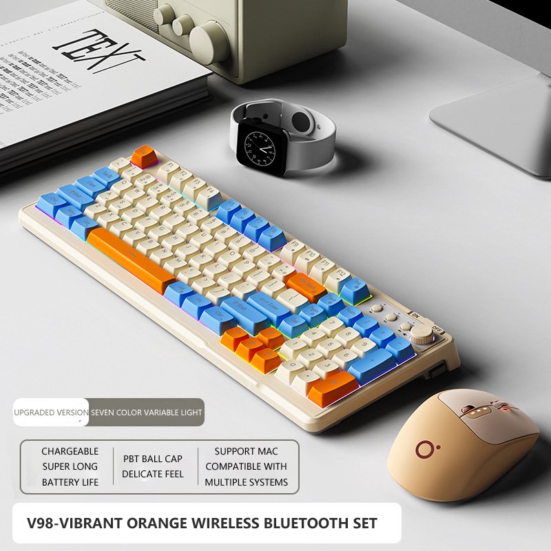 Bluetooth 2.4G Wireless Keyboard And Mouse Mechanical Feel Silent Office Computer High-value Rechargeable Mouse Keyboard Set