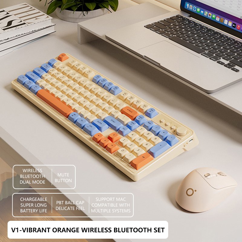 Bluetooth 2.4G Wireless Keyboard And Mouse Mechanical Feel Silent Office Computer High-value Rechargeable Mouse Keyboard Set