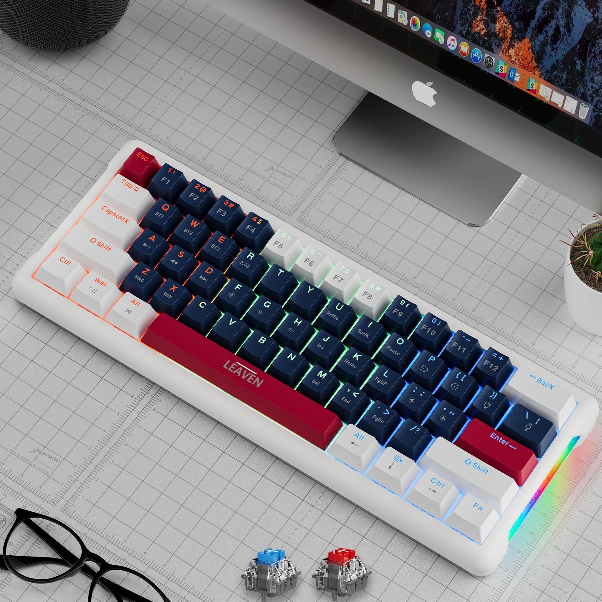 K610 Adjustable Height Rgb Keyboard Ergonomic Usb Wireless Hot Swap Mechanical Keyboards