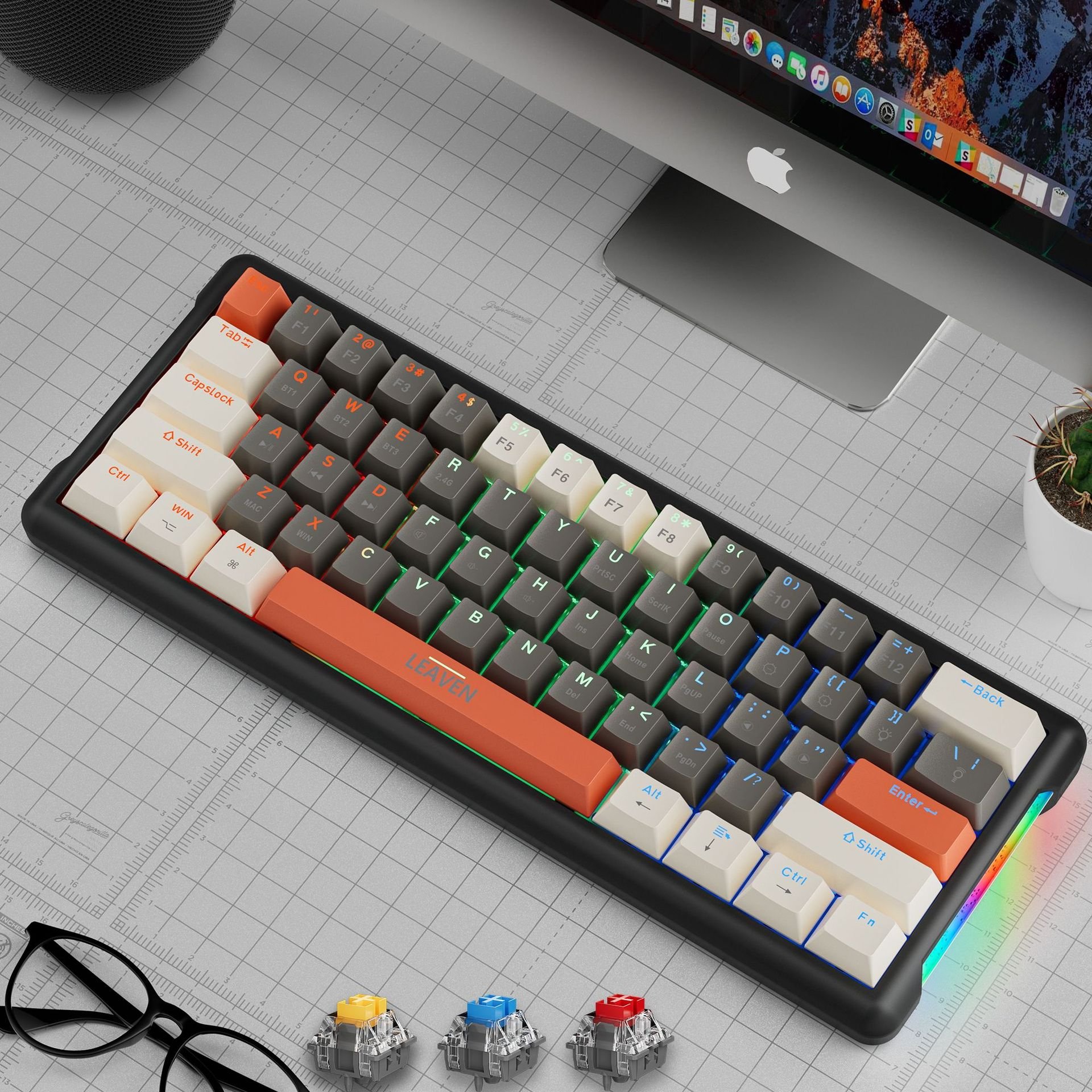 K610 Adjustable Height Rgb Keyboard Ergonomic Usb Wireless Hot Swap Mechanical Keyboards