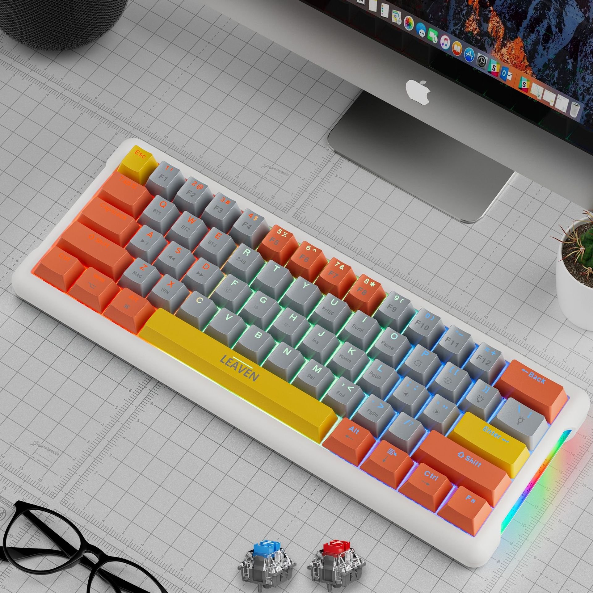 K610 Adjustable Height Rgb Keyboard Ergonomic Usb Wireless Hot Swap Mechanical Keyboards