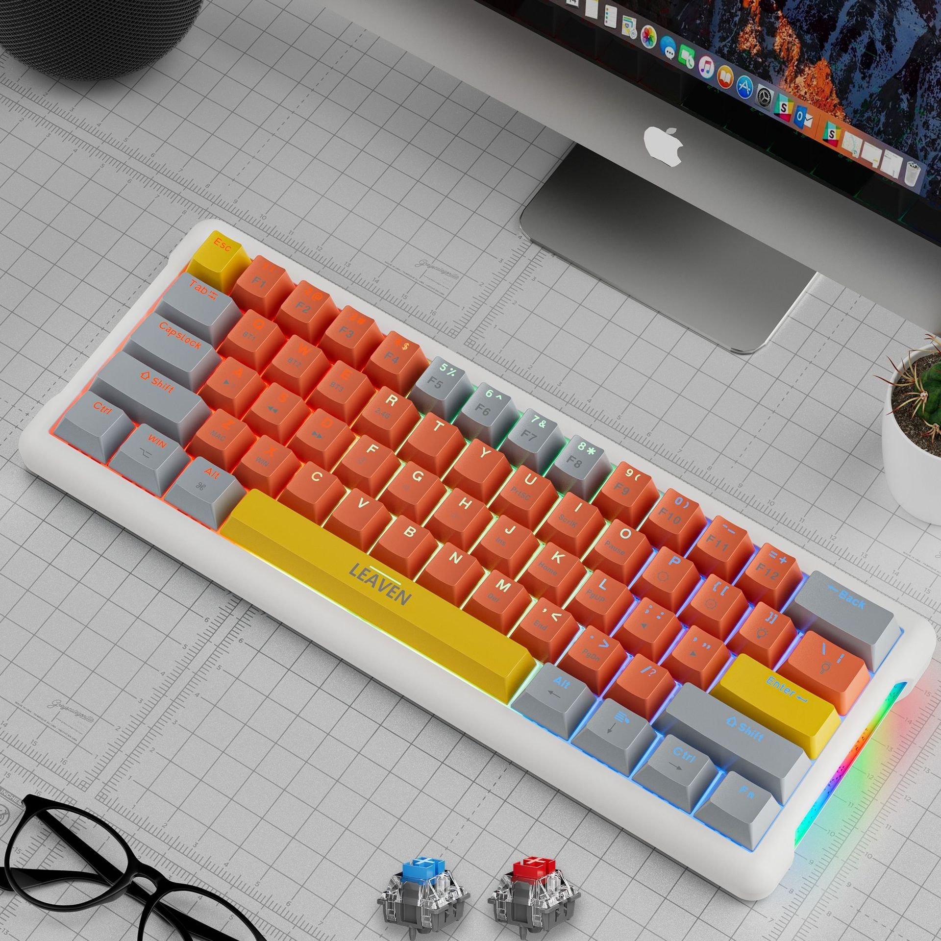 K610 Adjustable Height Rgb Keyboard Ergonomic Usb Wireless Hot Swap Mechanical Keyboards