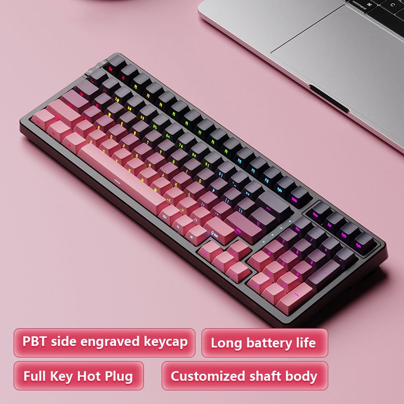 100-Key Mechanical Gaming Keyboard with Hot-Swappable Switches & Triple Mode Connectivity: Bluetooth, 2.4G, and Wired.