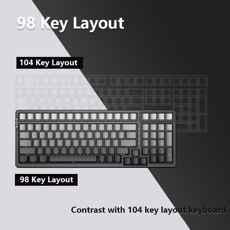 100-Key Mechanical Gaming Keyboard with Hot-Swappable Switches & Triple Mode Connectivity: Bluetooth, 2.4G, and Wired.