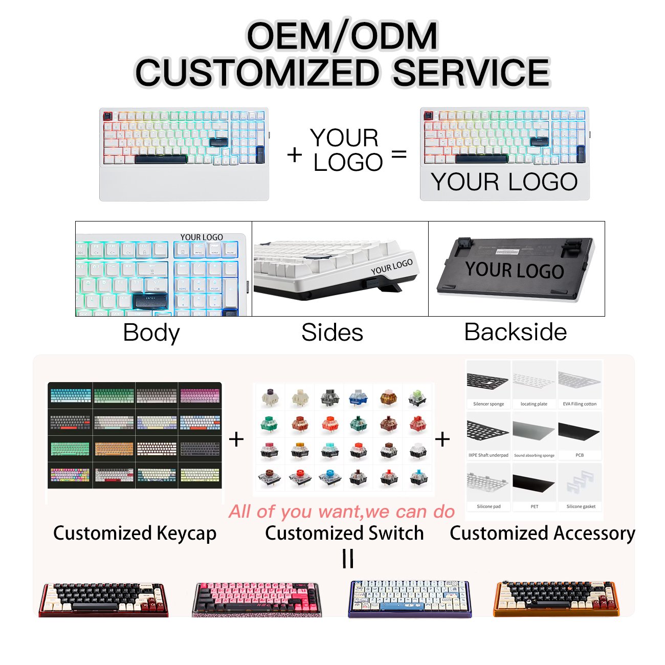 Hot Sale Pubg Game Keyboard 104 Keys Rgb Backlit ABS Keycap USB Type-C Kailh White Brown Switch Mechanical Keyboard For Desktop