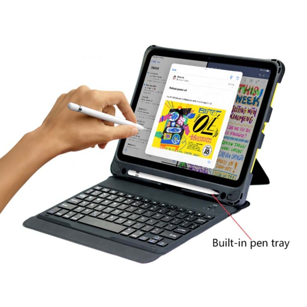 Hard PC Detachable Mechanical Keyboard Case for iPad Pro 12.9 with Pencil Slot Leather Tablet Cover keyboard case for iPad 10th