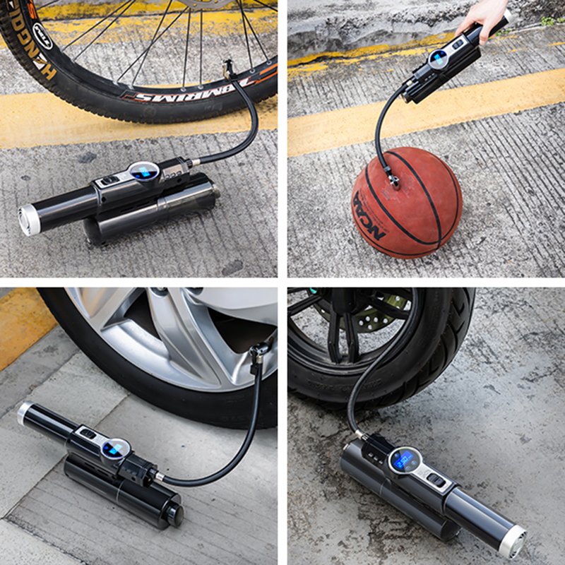 4 In 1 Mini Portable USB Charging Strong Suction Handheld Cordless Electric Home Car Vacuum Cleaner With Air Pump Pressure Gauge