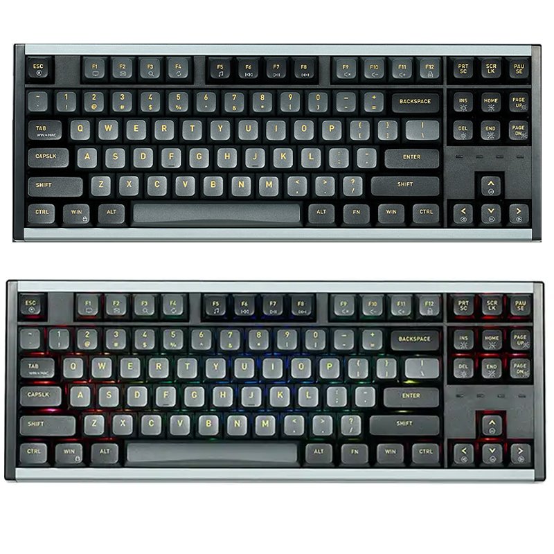 Aluminum Keyboard 75% RGB Backlight PBT Keycap Custom Ergonomic Mechanical Keyboard 87keys For Gamer