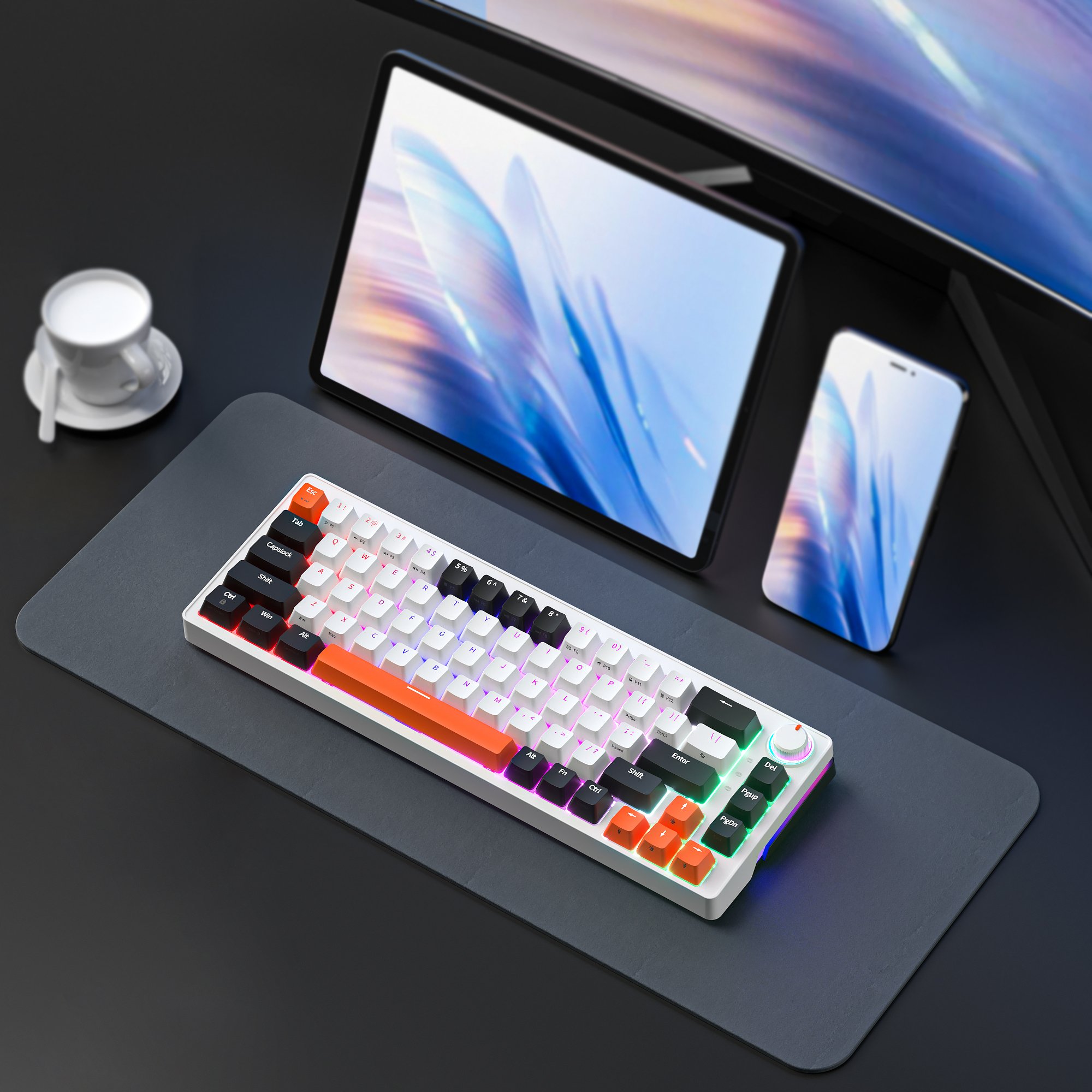 68 Keys Mechanical Gaming Keyboard Ultra Portable Mini Detachable USB Cable 16.8 Million Color LIGHTSYNC RGB Keyboard