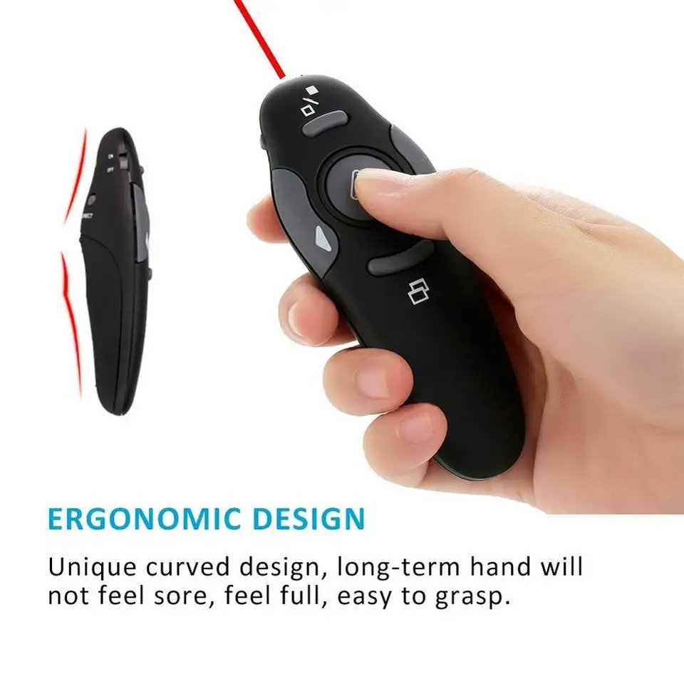 Black Wireless Keyboard Operated Remote Control Suitable For PPT Presenter For Teaching,Meeting,Presentation Laser Pointer