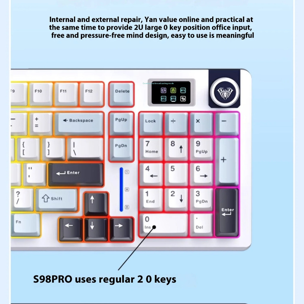 AULA S98 PRO 3 Mode Hot Swappable Wired and Wireless GASKET Structure Customization Keyboard RGB with Konb and Screen