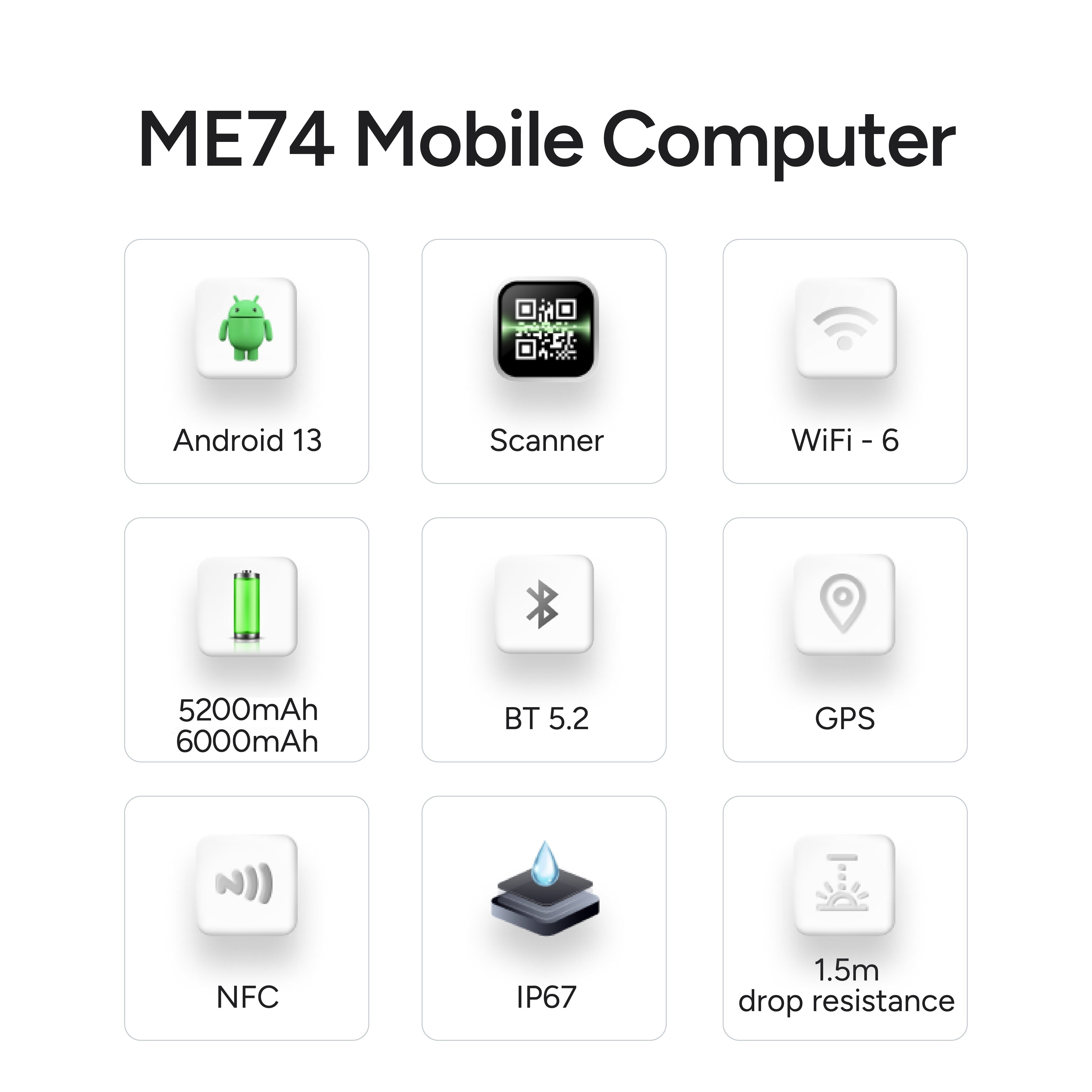 MEFERI ME74 Ultra-rugged Enterprise Mobile Computer 15m Long Range PDA with Zebra 1D 2D SE4850 Long Range Scan Engine