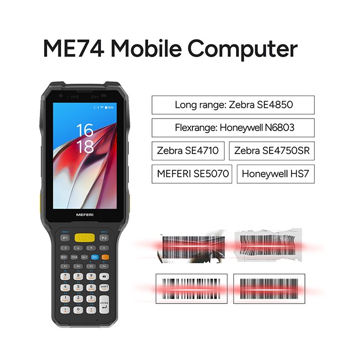 MEFERI ME74 Ultra-rugged Enterprise Mobile Computer 15m Long Range PDA with Zebra 1D 2D SE4850 Long Range Scan Engine