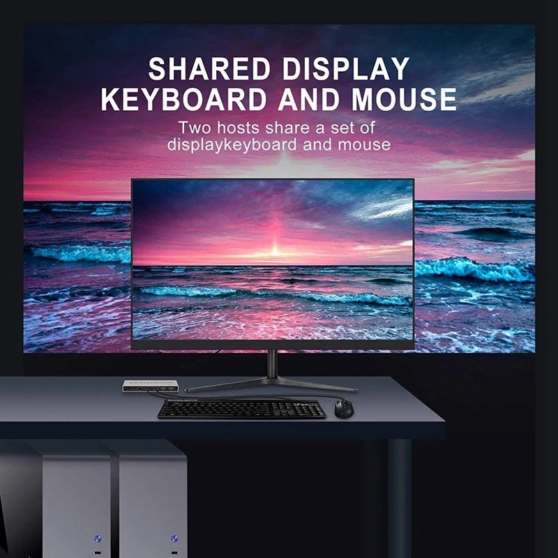 8K Dual-Port DP USB KVM Switch 2x1 4K@144hz Displayport 1.4 KVM Mouse Keyboard Supported