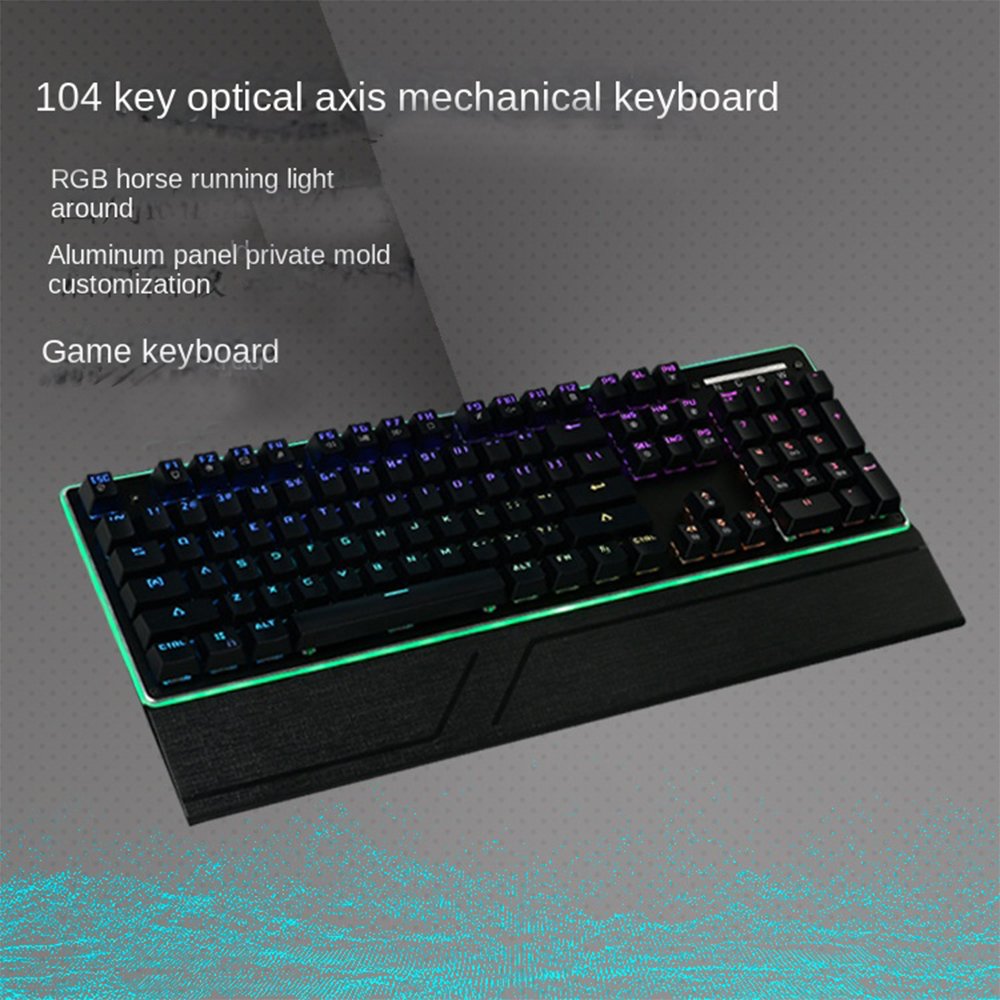 with Optical switch 104 key waterproof dustproof RGB aluminum board gaming keyboard ultra -thin shaft mechanical keyboard