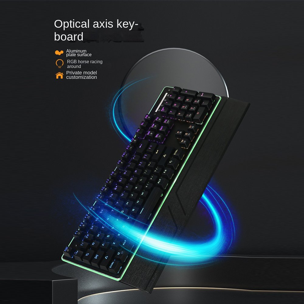 with Optical switch 104 key waterproof dustproof RGB aluminum board gaming keyboard ultra -thin shaft mechanical keyboard