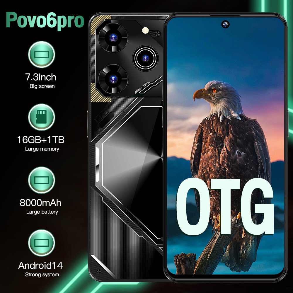 Original Pova6 Android Smartphone 7.3 Inch Touch Screen Dual SIM 3G/4G/5G Mobile Phone with Global Version
