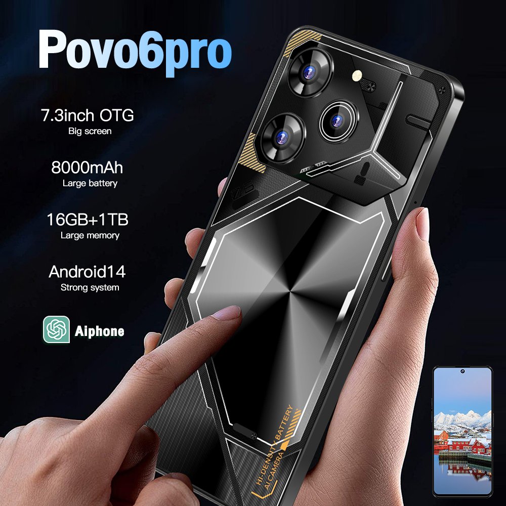Original Pova6 Android Smartphone 7.3 Inch Touch Screen Dual SIM 3G/4G/5G Mobile Phone with Global Version