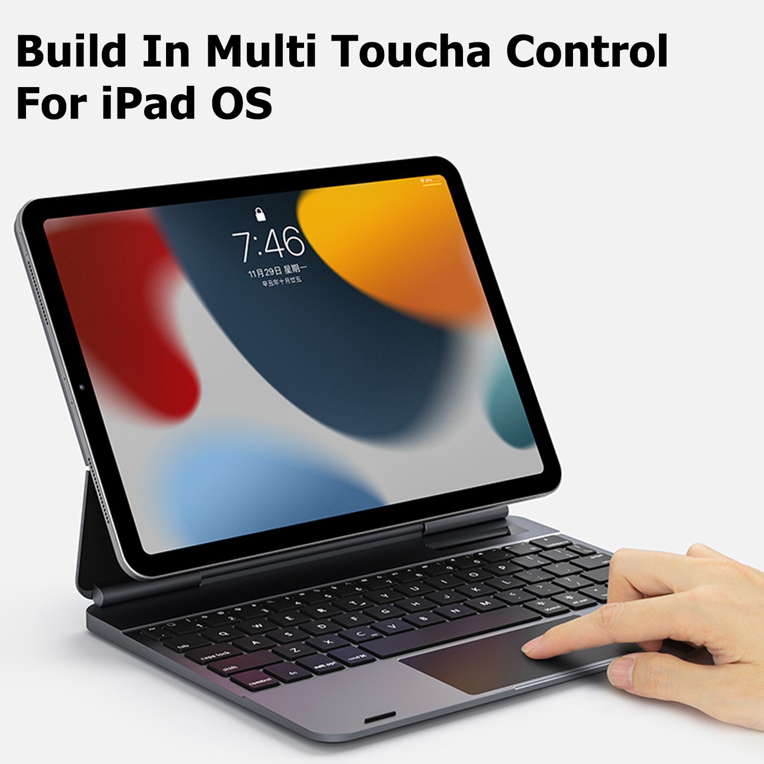 Ready Ship Kozh 2022 New Arrival Type C Touchpad Aluminum lpad Magic Keyboard With 7 In 1 Hubs For lpad Pro 11 lpad Air 4 5