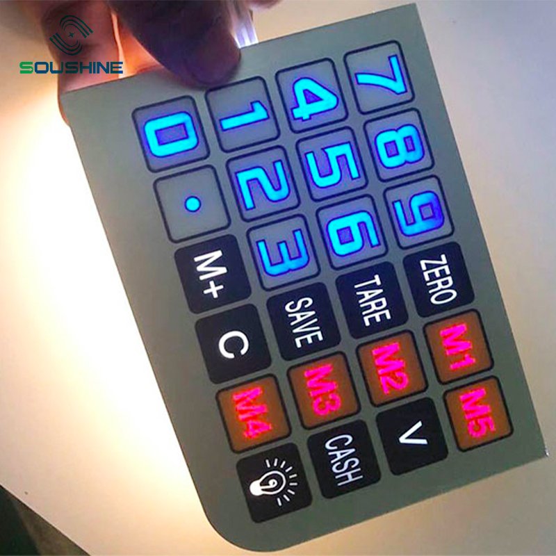 soushine 3key tactile key panel backlight airflow diffusion adhesive 4 button access acrylic keyboard keycaps membrane switch