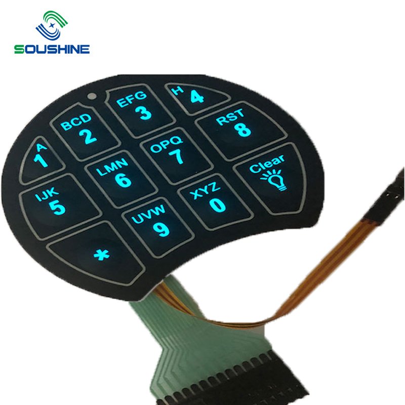soushine 3key tactile key panel backlight airflow diffusion adhesive 4 button access acrylic keyboard keycaps membrane switch