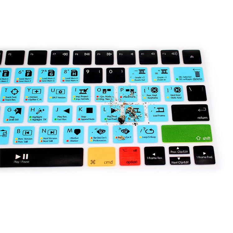 Colorful Silicone Magic Laptop DaVinci Resolve Studio Shortcuts Keyboard Cover for MacBook