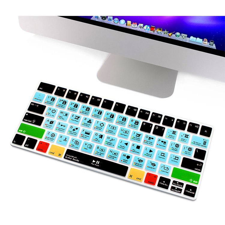 Colorful Silicone Magic Laptop DaVinci Resolve Studio Shortcuts Keyboard Cover for MacBook
