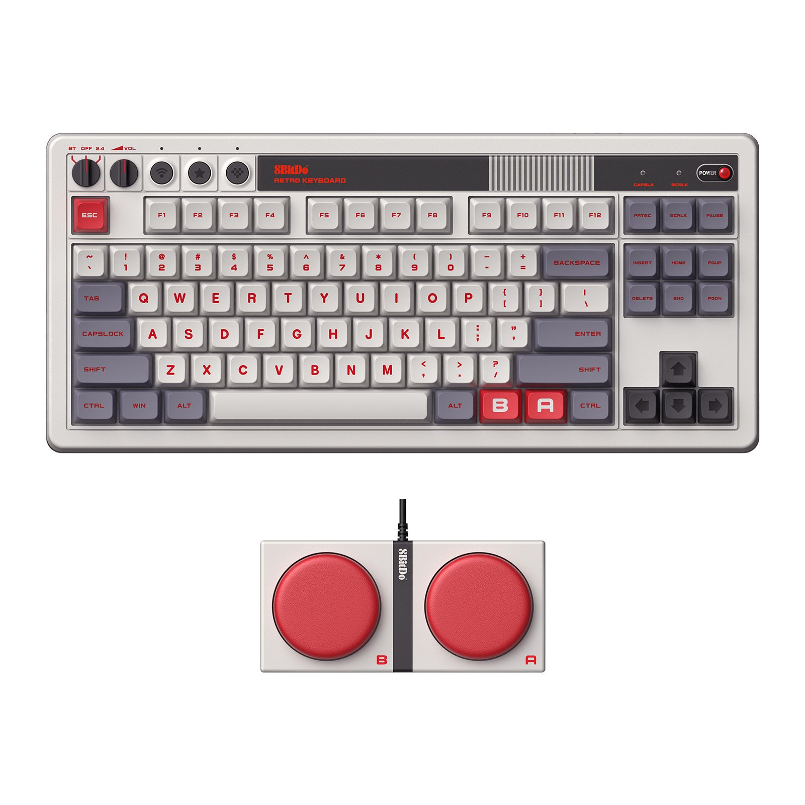 Super Beautiful 8BitDo Retro Wireless Mechanical Keyboard 3-Models 87 keys White axis Gaming Keyboard for BT/2.4G/Wired