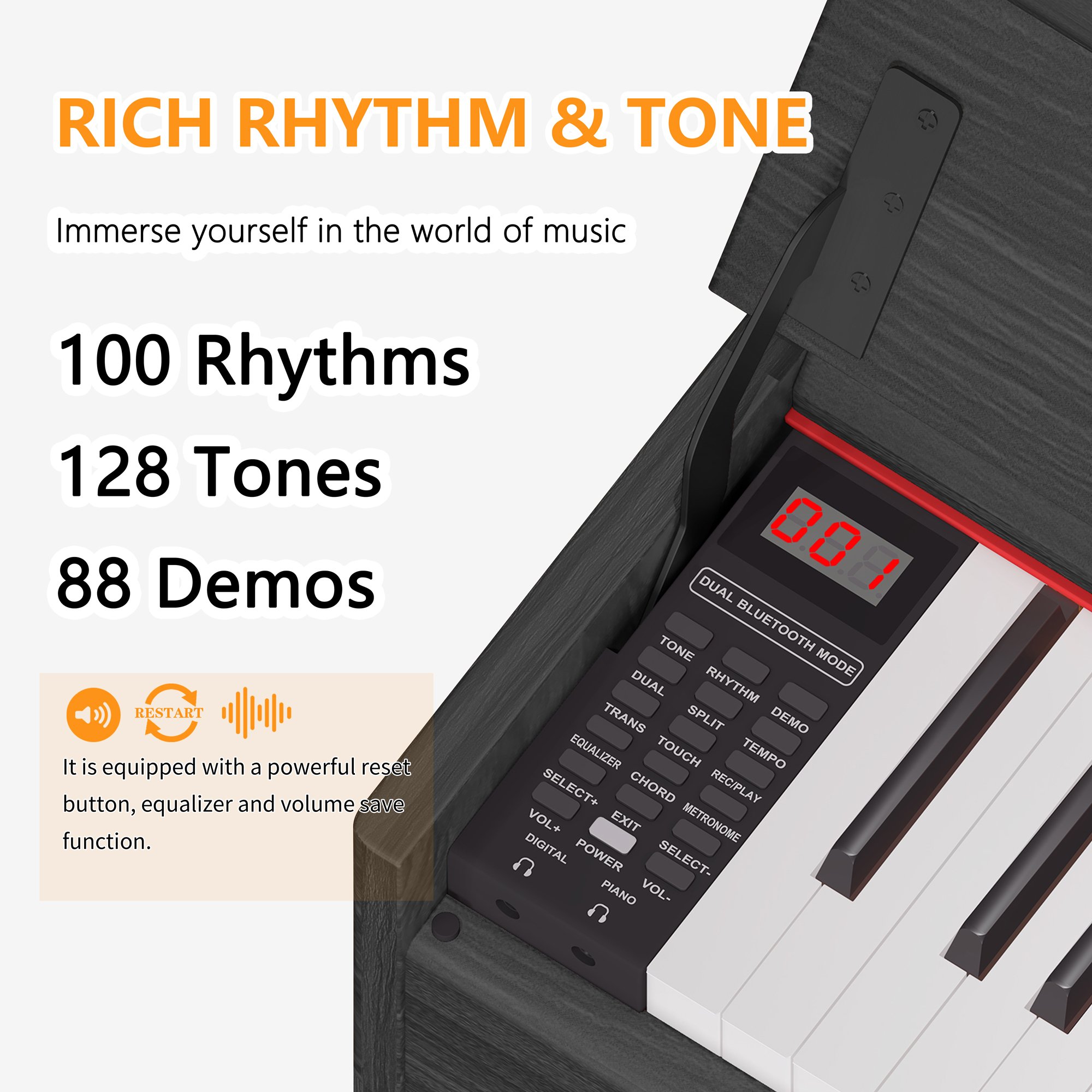 LeGemCharr digital piano keyboard electronic piano electric piano 88 keys