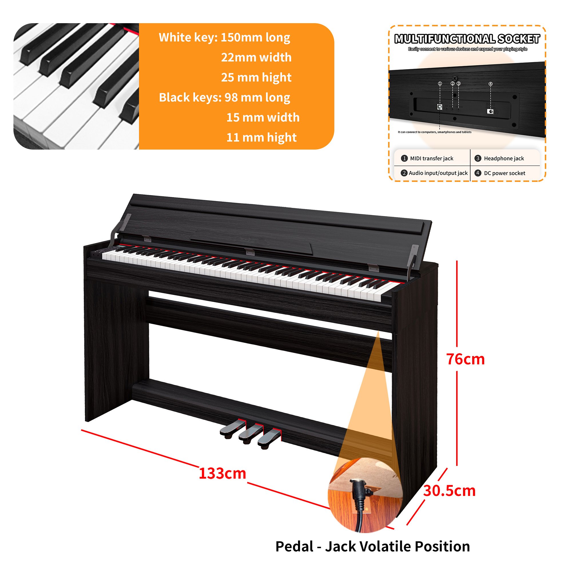 LeGemCharr digital piano keyboard electronic piano electric piano 88 keys
