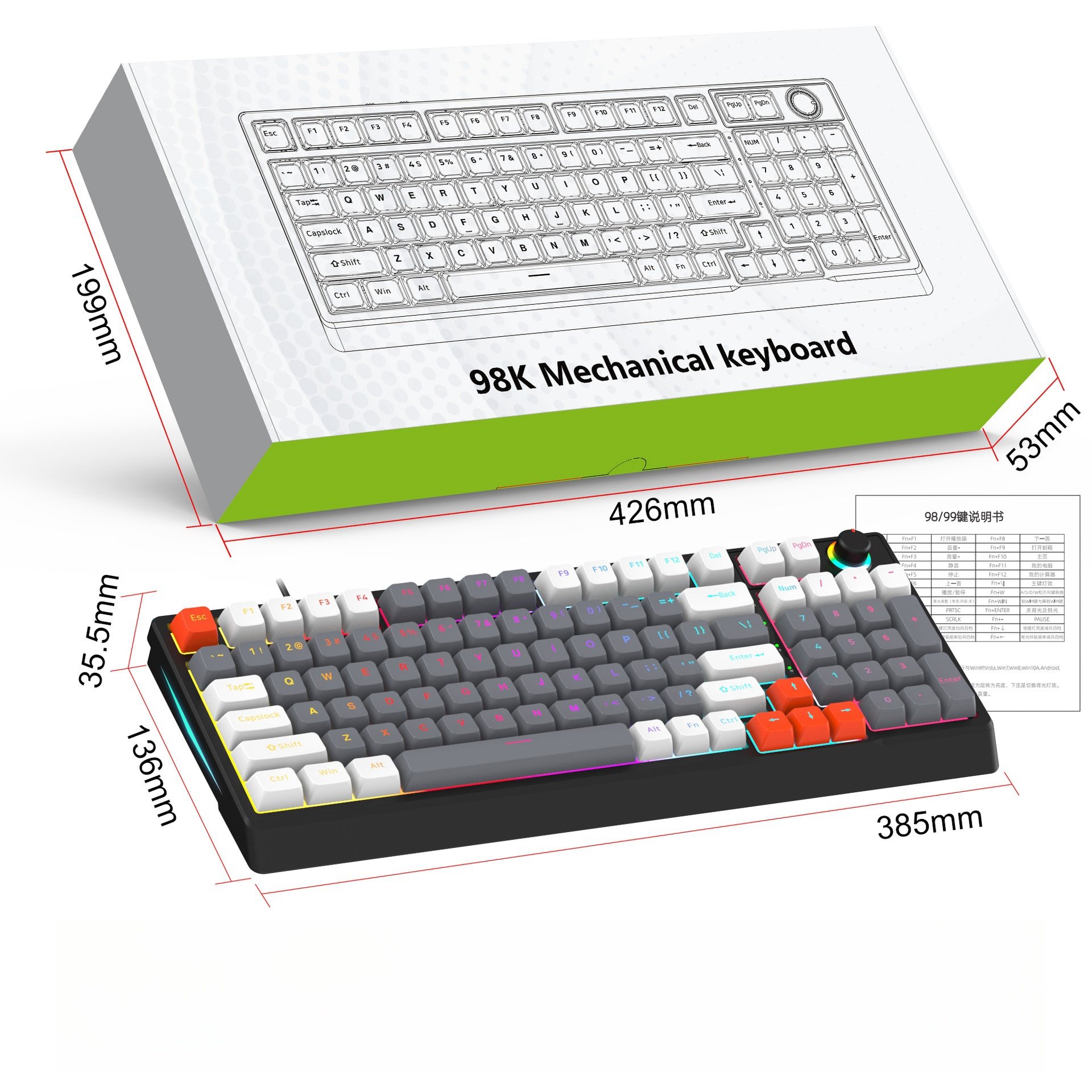 Tkl Mechanical Keyboard Hot Swappable Mechanical Gaming Keyboard 80% 96 Key Usb To Wire Keyboard Wired Backlit