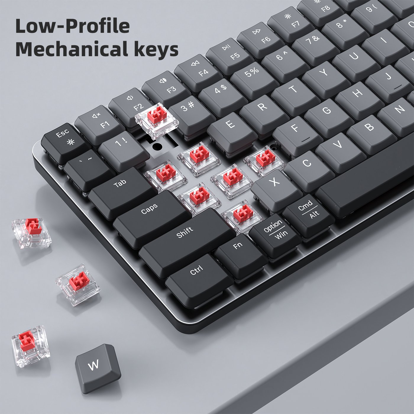 Custom Gateron Switches OUTEMU Axis Tri-mode Wired 2.4G Bluetooth RGB Wireless Aluminum Low Profile Gaming Mechanical Keyboard