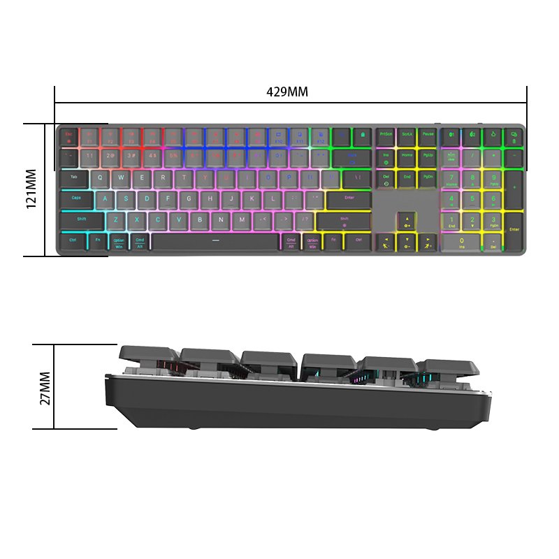 Custom Gateron Switches OUTEMU Axis Tri-mode Wired 2.4G Bluetooth RGB Wireless Aluminum Low Profile Gaming Mechanical Keyboard