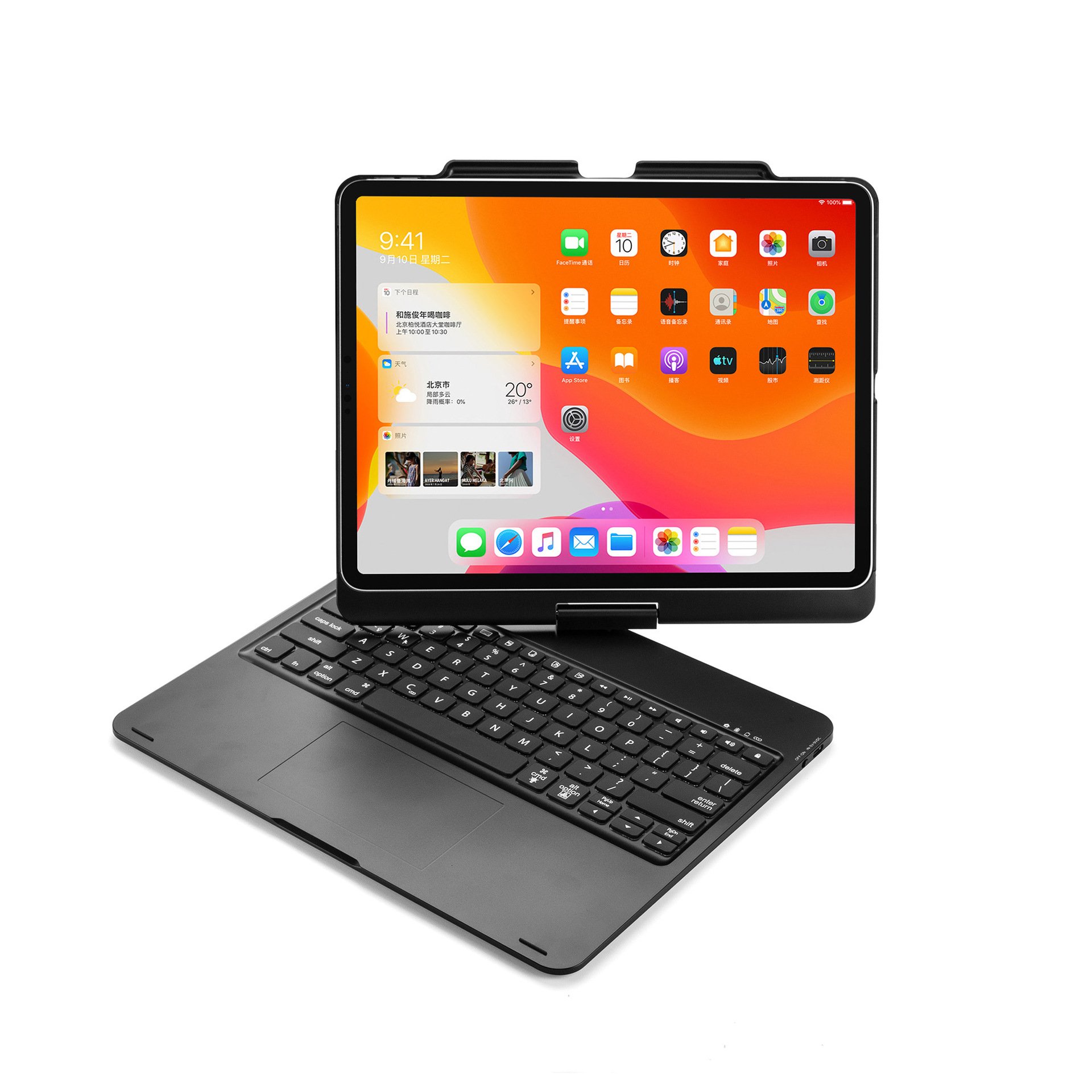 For Rotational Ipad Case For Ipad Pro 12.9 Inch Trackpad Touchpad Wireless Keyboard Tablet Case With Pen Slot
