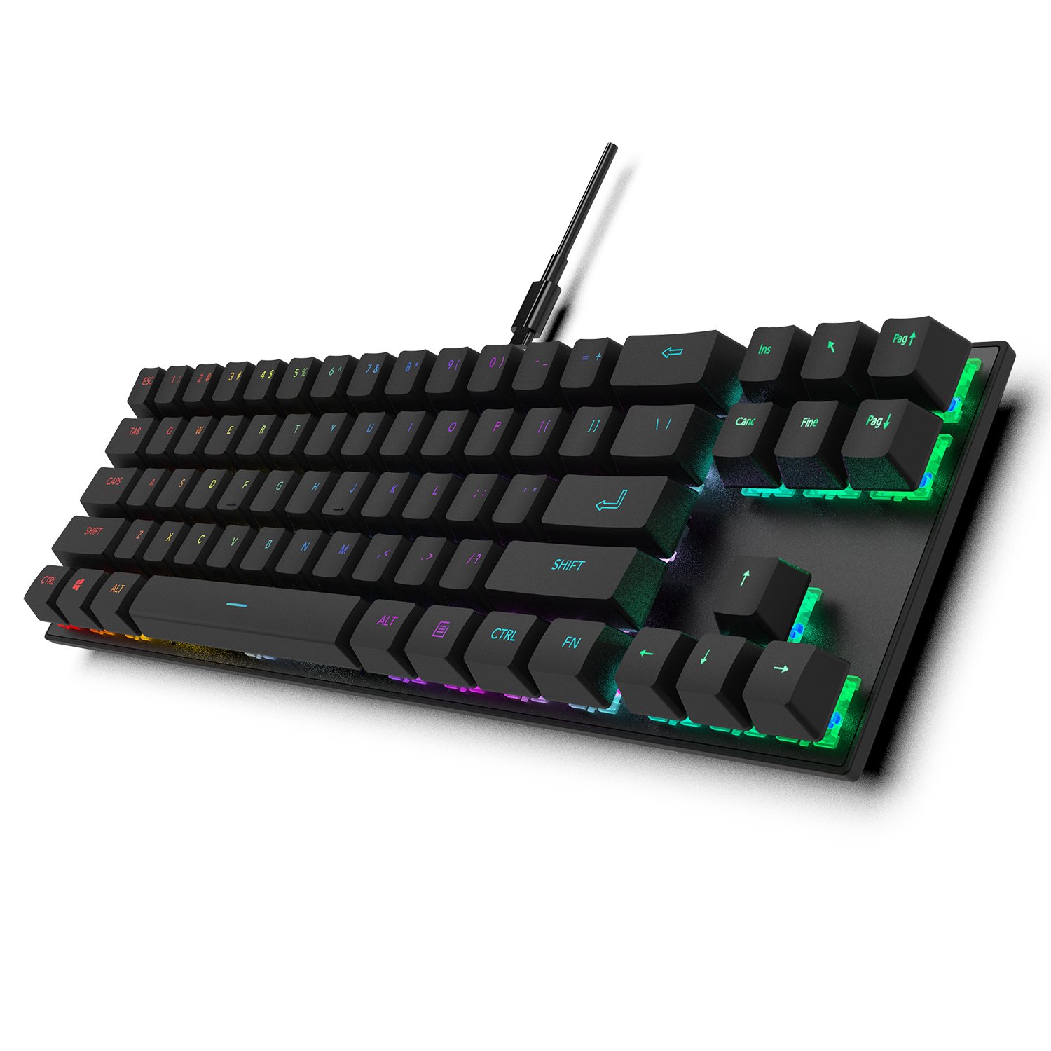AIKUN GX9710 Wired 7 Color RGB Backlight Gaming Keyboard Mechanical Switches Multimedia 71 keys Mini Portable Keyboards