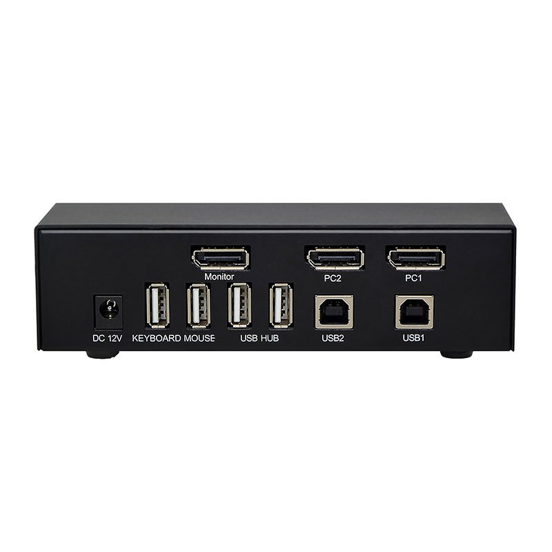 4K@60Hz 2 Port DP Switcher 2 in 1 out DP Switch with KVM USB HUB