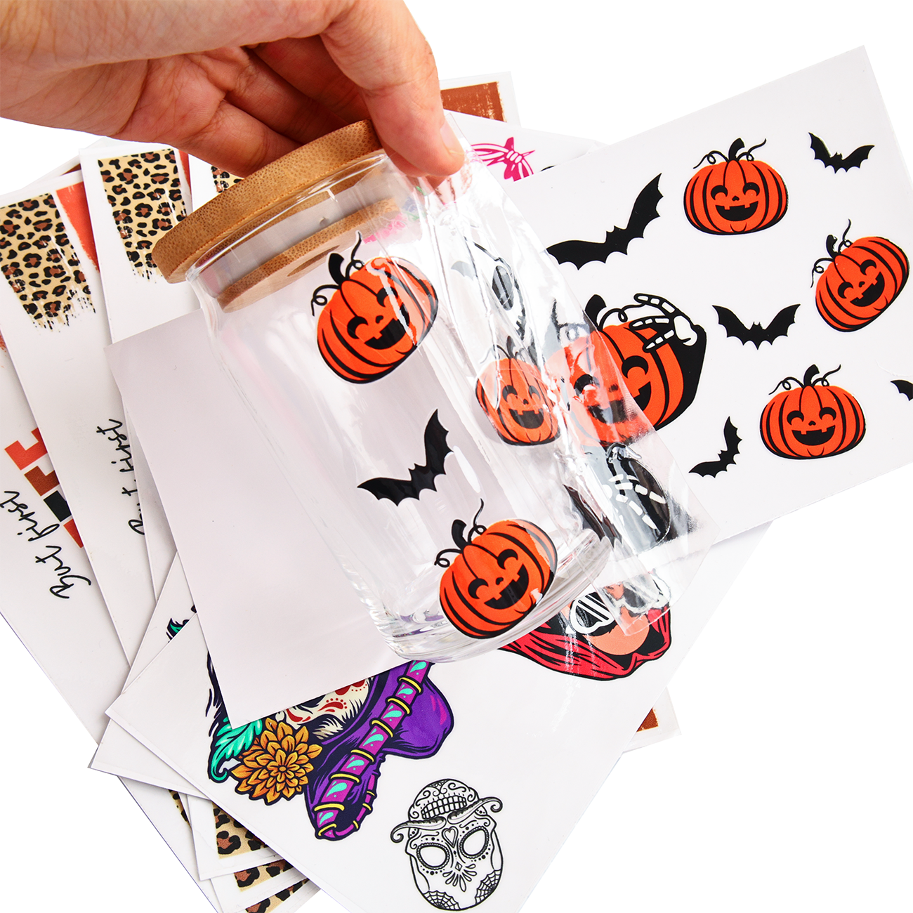 Customized Halloween ghost horror elements dtf transfer stickers uv dtf cup wrap transfers waterproof