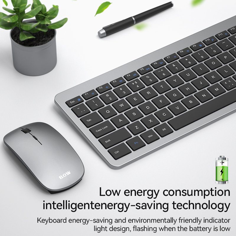 B.O.W HW198D-2 Office 2.4hz Wireless Lightweight Keyboard and Mouse Set Wholesale Price Scissor Switch Keyboards