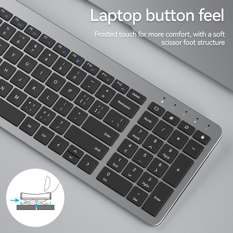 B.O.W HW198D-2 Office 2.4hz Wireless Lightweight Keyboard and Mouse Set Wholesale Price Scissor Switch Keyboards